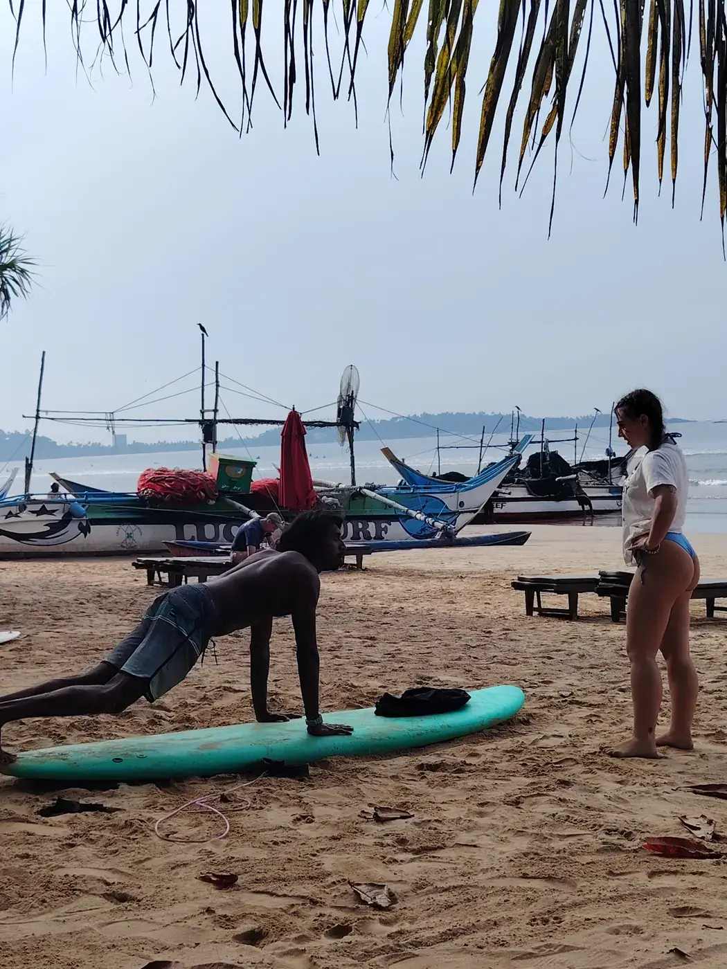 Warm-up on the beach before a lesson