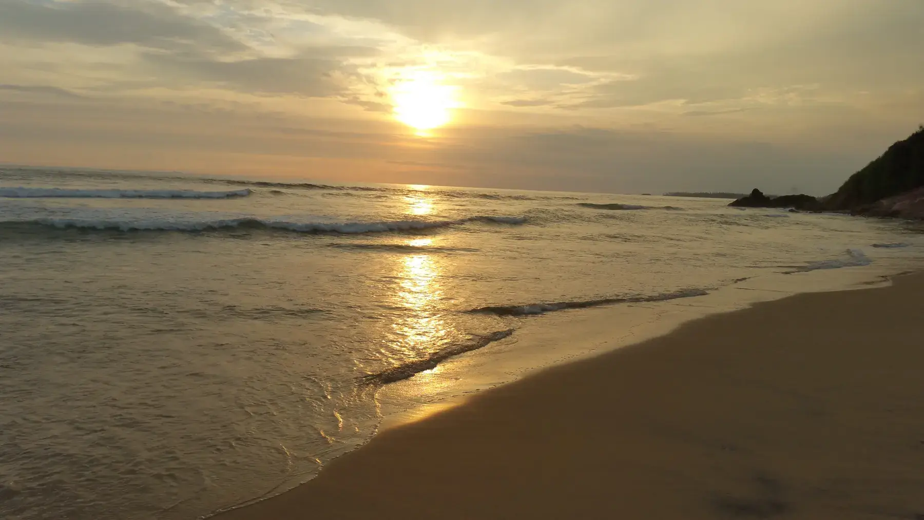 Sunset over the beach in Matara